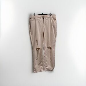 Cato Ripped High Rise Boyfriend Fit Cream Beige Distressed Size 14 Jeans